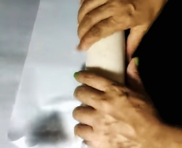 Step 1.1: Roll the cake and then unroll it again to help with flexibility