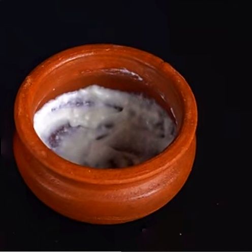 Step 1.1: Take an earthen pot and spread a thin layer of curd on the inside