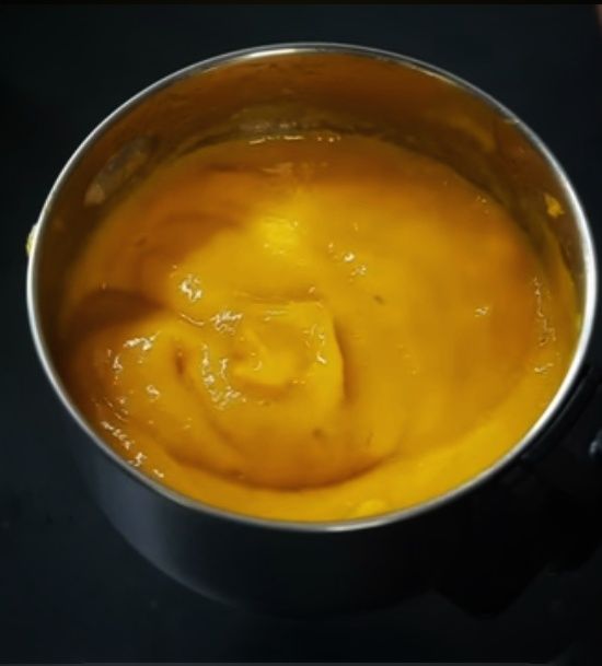 Step 1.1: Peel and cut the mango into pieces, then grind it into a puree