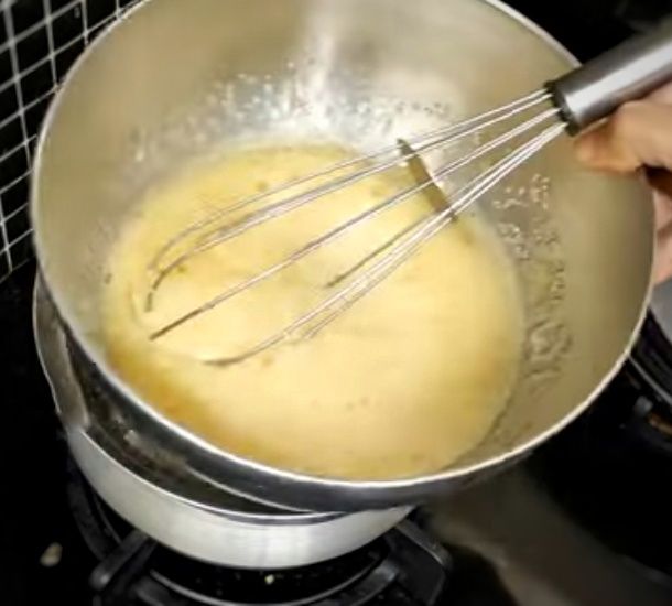 Step 1.1: Double boil this mixture for 2 minutes, stirring continuously