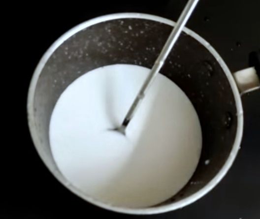 Step 1.1: In a saucepan, add 3/4 cup thick coconut milk, 1 1/2 tbsp sugar, rice flour slurry, and a pinch of salt