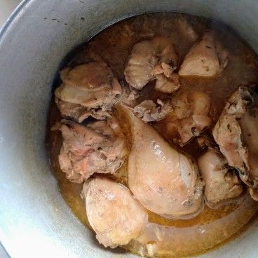 Step 1.1: Add in your cooked chicken and chicken stock and allow to boil for 8 minutes