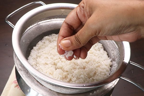 Step 1.2: Transfer ada to a strainer and rinse with water to avoid further cooking