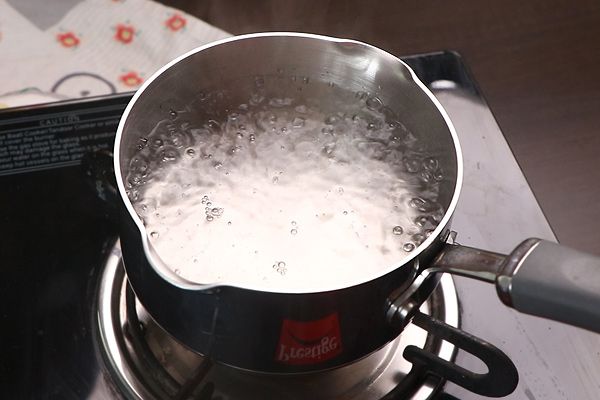 Step 1.1: Boil water, then switch off the heat and remove from flame