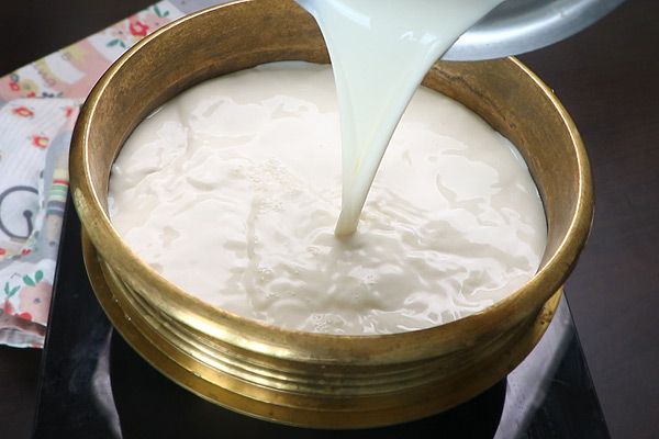 Step 2.1: In a pot, add full cream milk and bring it to a boil