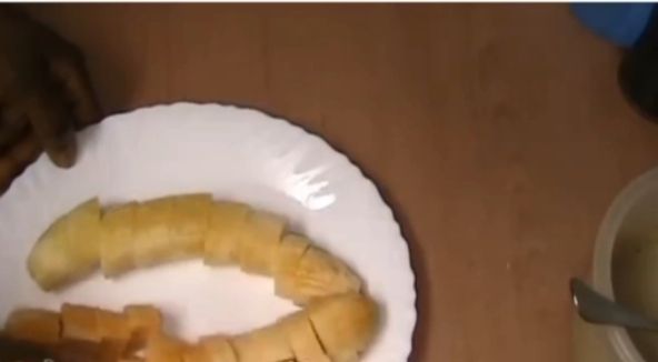 Step 2.2: Peel and cut the ripe plantains into small pieces to make blending easier