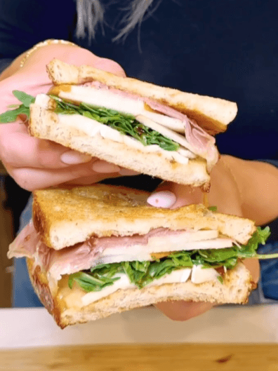 Grilled Pear and Brie Prosciutto Sandwich recipe