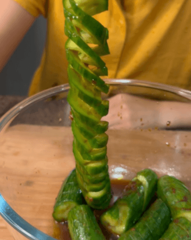 Spicy Spiral Cucumber Salad recipe