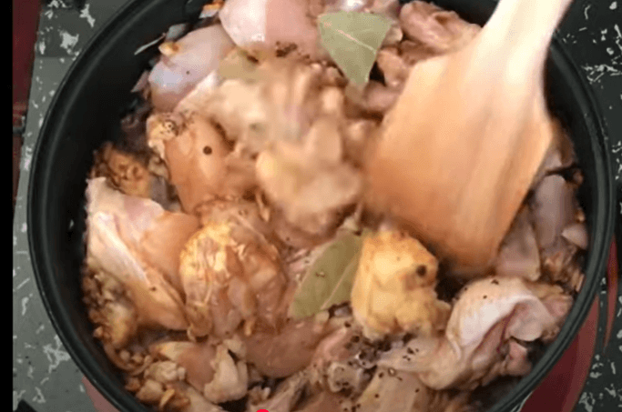 Step 1.1: Transfer the sautéed chicken, onion, and garlic back into the pot with the broth