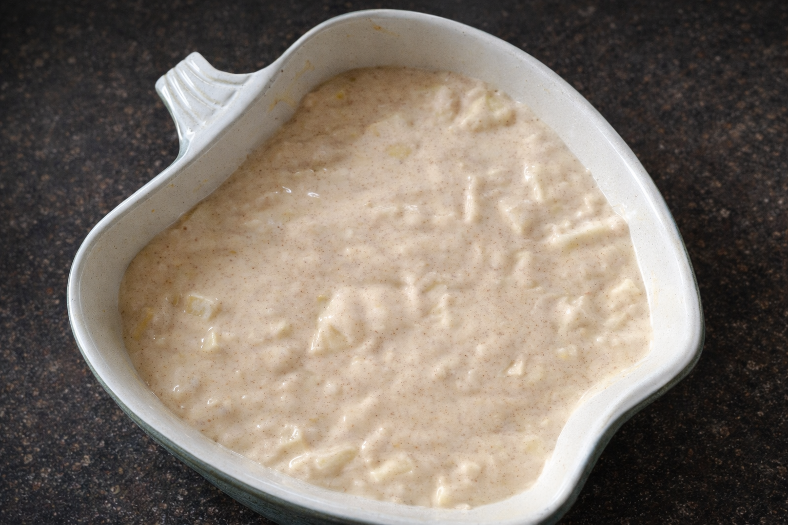 Step 5.1: Transfer the mixture into the dish and level the surface