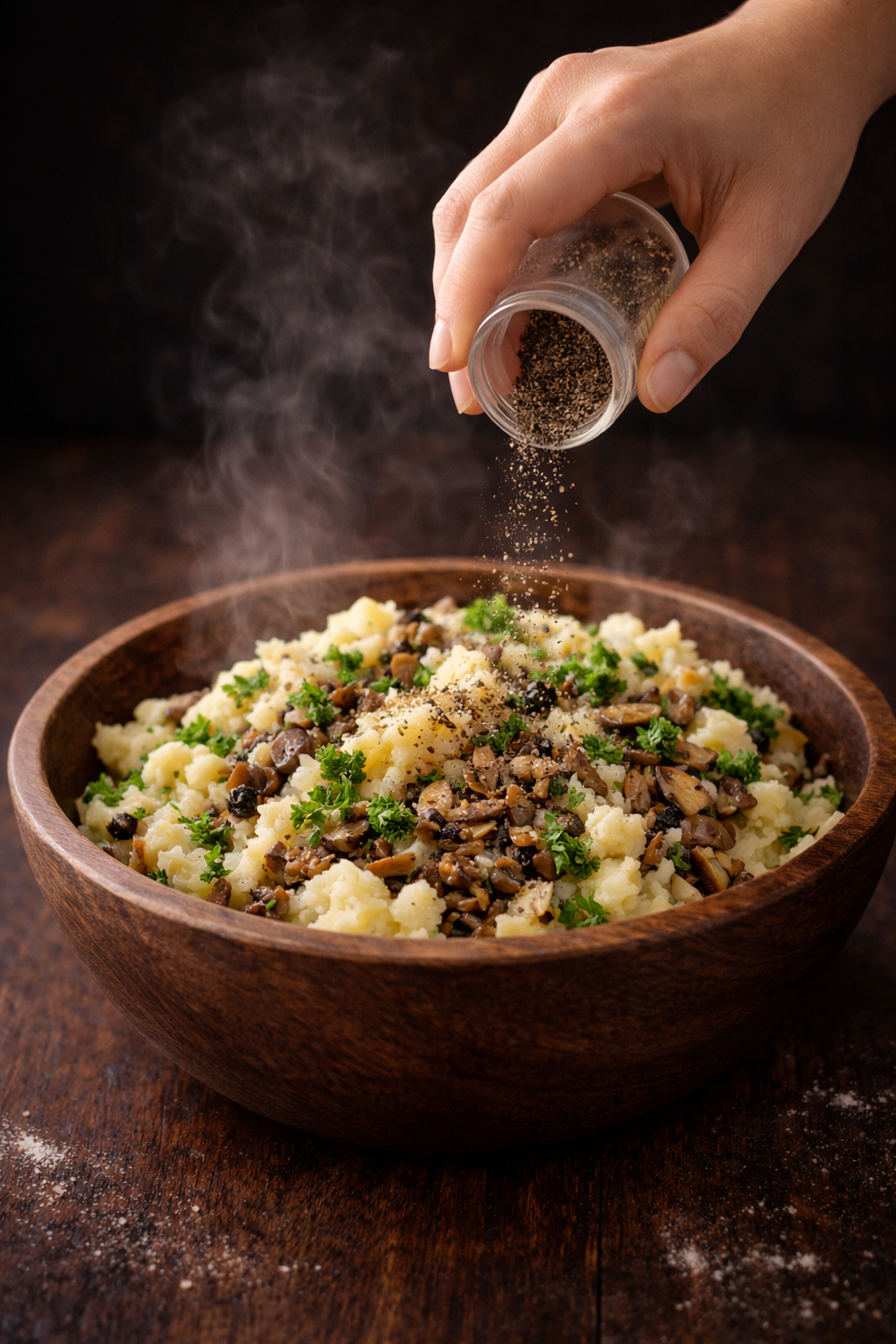 Step 2.1: Combine the potatoes, mushrooms, and parsley