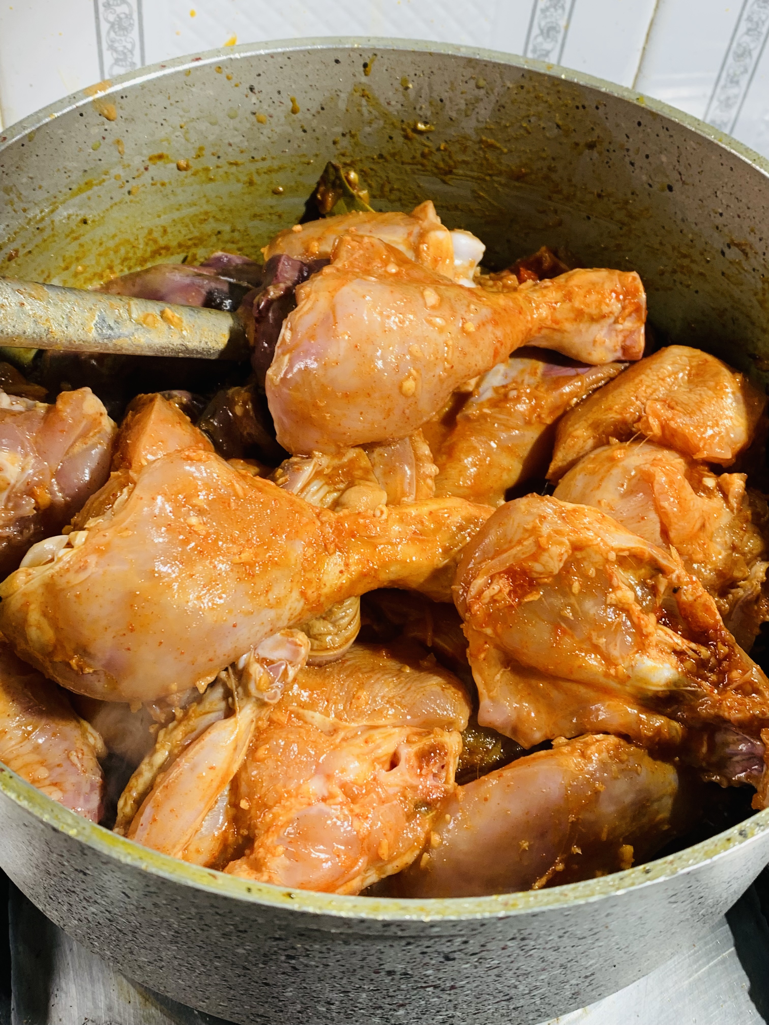 Step 4.1: Add the marinated chicken to the pan