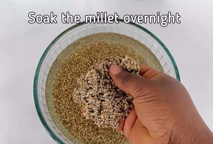 Step 1.1: Rinse the rice ( this should be done 5hrs before use)and millet separately in a fine mesh sieve until the water runs clear