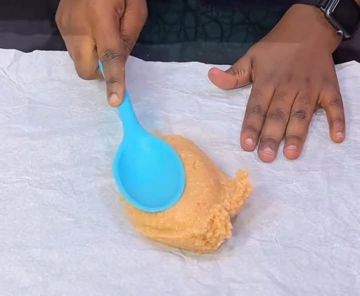 Step 1.1: Scoop out the mixture and place it on parchment paper