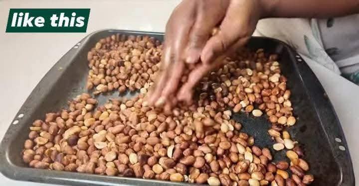 Step 1.1: Squeeze the roasted peanuts to remove the peels
