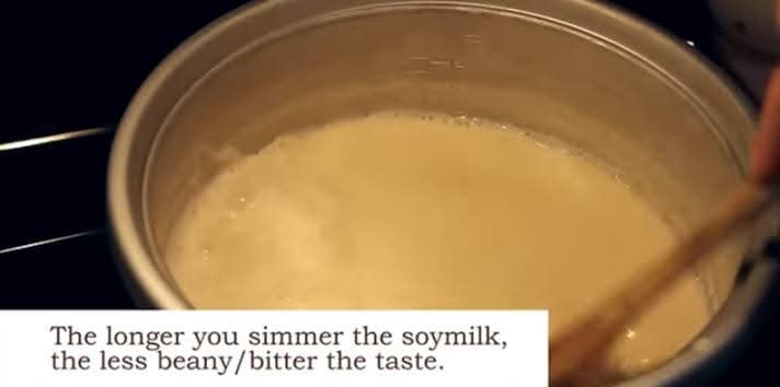 Step 1.3: Simmer the soya milk longer to reduce the beany and bitter taste