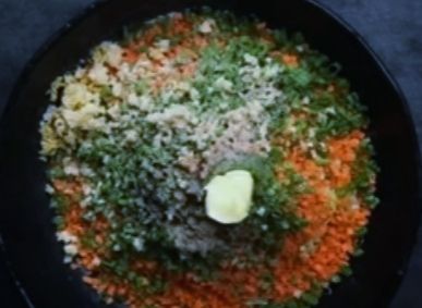 Step 1.1: To a bowl, add the ingredients for vegetables for Manchurian balls