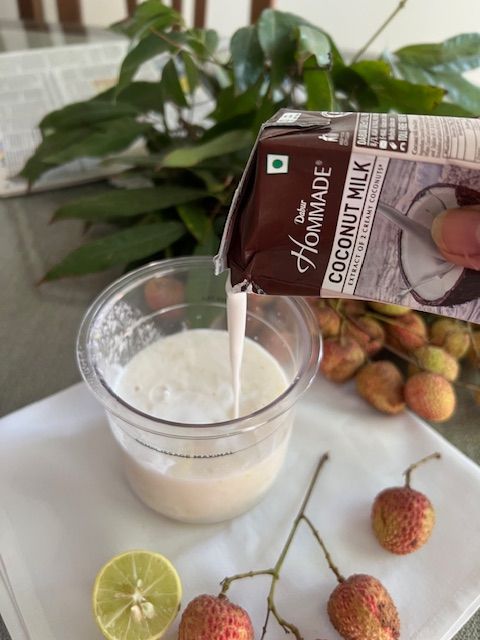Step 1.2: Pour in the coconut milk to just below the maximum level mark