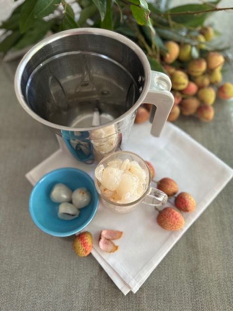 Step 1.2: Peel and deseed the lychees and place them in a mixer blender jar