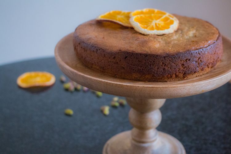 Step 2.1: If you want your cake to be shinier and moister, brush it with orange juice syrup as soon as it comes out of the oven