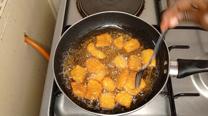 Step 2.2: Once done make a circle shape from which you'll use a fork to make nice strips in between