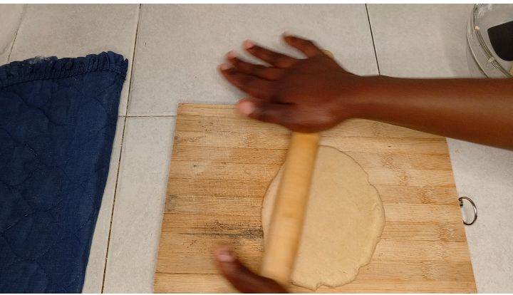Step 1.2: After making a rough kinda dough , transfer it to a flat surface and cut your cookies with a preferred cutter of your choice