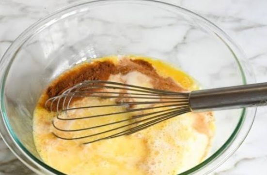 Step 1.1: In a bowl, whisk together the milk, eggs, sugar, vanilla extract, cinnamon (if using), and a pinch of salt