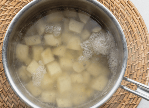 Step 1.1: In a large pot, boil the cubed potatoes until tender, about 10 minutes