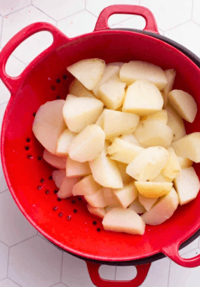 Step 1.1: Gently fold in the boiled potatoes until everything is evenly mixed