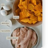 Step 1.1: Dip each stuffed chicken breast into the beaten eggs, then coat with crushed Doritos chips, pressing gently to adhere