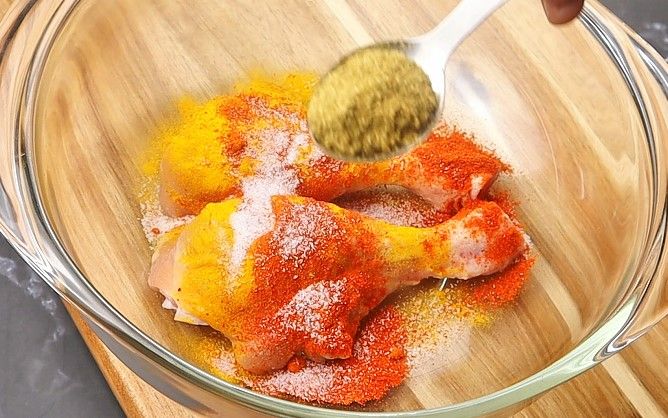 Step 1.5: In a mixing bowl, add the chicken drumsticks