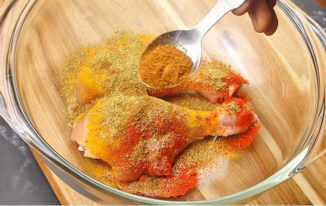 Step 1.7: In a mixing bowl, add the chicken drumsticks