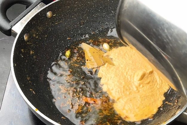 Step 2.1: Add the prepared masala paste and sauté for 3-4 minutes
