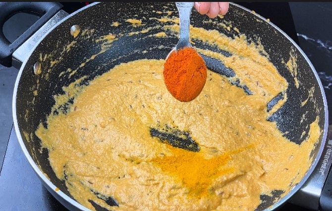 Step 2.2: Add turmeric, Kashmiri chilli powder, coriander powder, cumin powder, garam masala, and salt