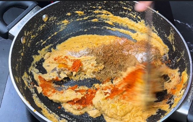 Step 2.1: Sauté until the oil separates from the masala paste