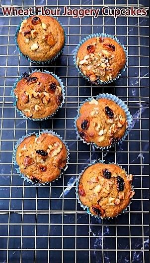 Wheat Flour Jaggery Cupcakes recipe