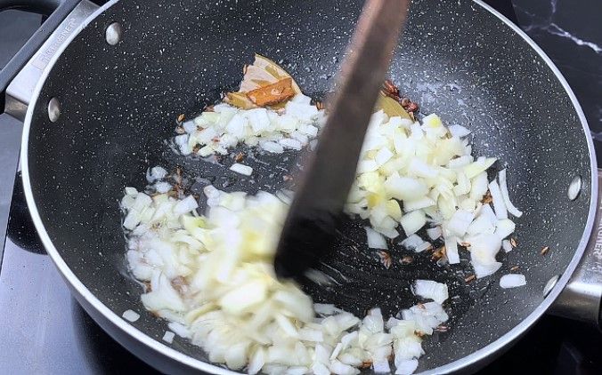 Step 4.1: Sauté until the onions turn soft and translucent