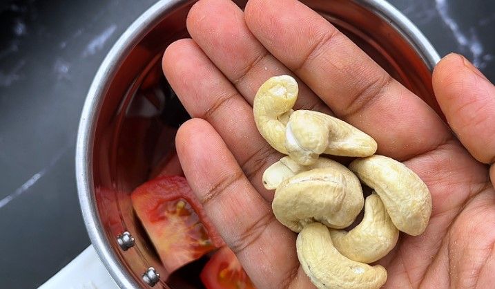 Step 6.1: In a blender, combine the chopped tomatoes and cashews