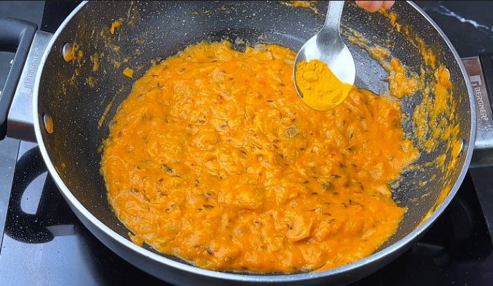 Step 7.1: Add turmeric powder, red chili powder, coriander powder, and salt