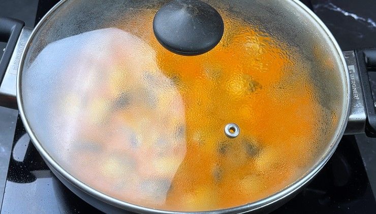 Step 8.4: Pour in water and stir to combine