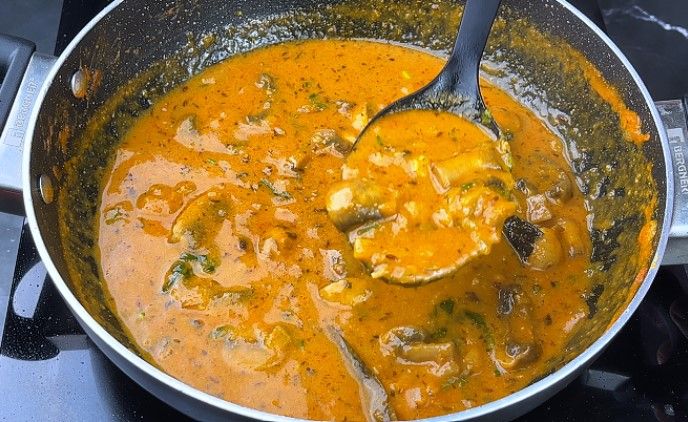 Step 10.1: Turn off the flame and serve the Mushroom Masala Curry hot with roti, naan, or rice