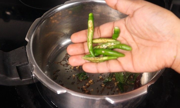 Step 3.1: Add Slit Green Chillies and saute well
