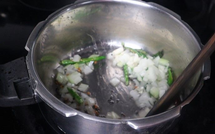 Step 3.2: Add Onions and sauté until they turn translucent