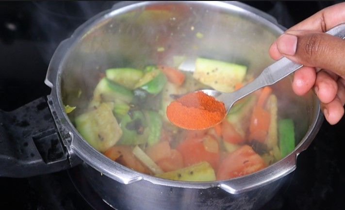 Step 3.1: Mix well and cook until the vegetables soften slightly