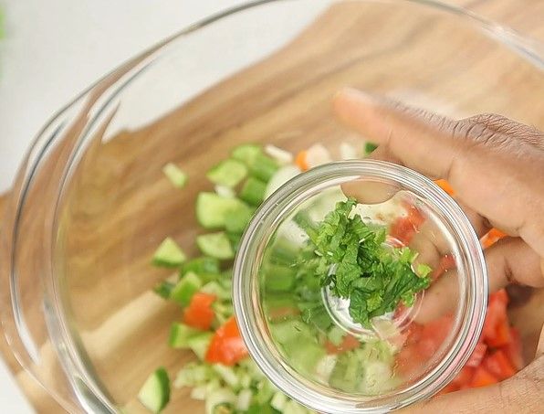 Step 1.3: Add chili, coriander leaves, Mint leaves, pepper, [chaat masala](https://amzn