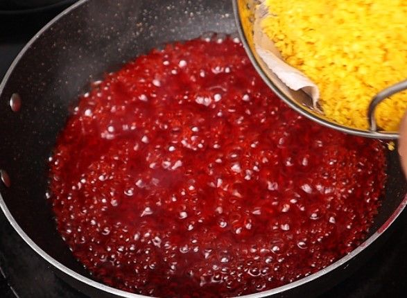 Step 4.1: Add the prepared boondi to the sugar syrup and stir well