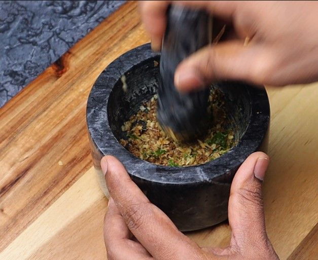 Step 1.6: In a [mortar and pestle](https://amzn