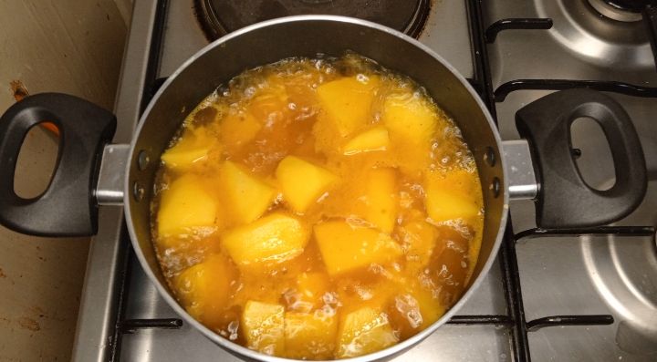 Step 1.1: Under low medium heat Boil your potatoes for not longer than 3 mins and you can season with any spice of your choice