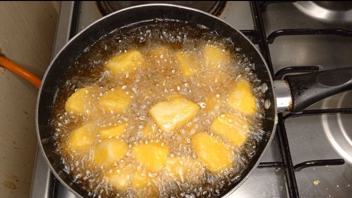 Step 1.3: Once ready,deep fry them for 15 mins under medium high heat