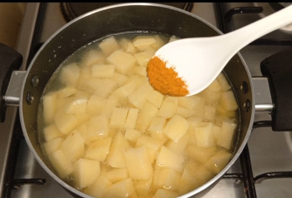 Step 1.1: Place inside warm water and season with tumeric and salt to taste